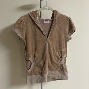 Juicy Couture Y2K Hooded Cap Sleeve Zip Front Top